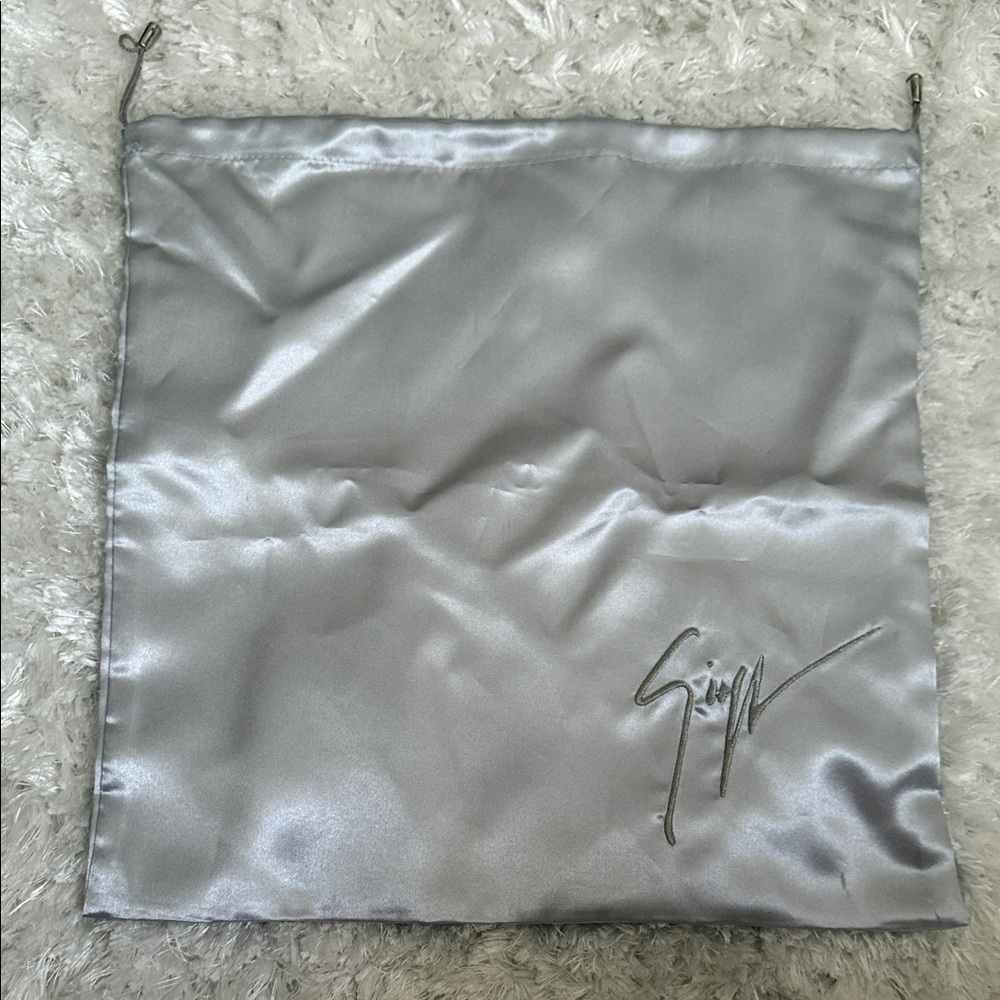 Giuseppe Zannoti Silver Satin Dust Bag 15.5*16”